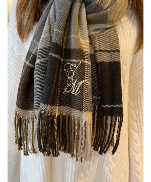 EATME（イートミー）の「E/Mロゴチェックストール（ストール/ショール・レディース・ブラウン/ブラック・FREE）」の7枚目の写真
