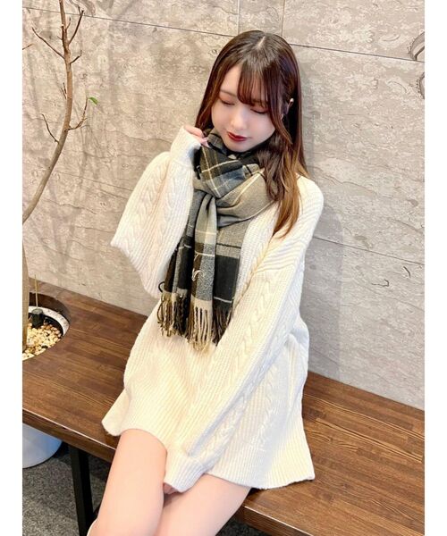 EATME（イートミー）の「E/Mロゴチェックストール（ストール/ショール・レディース・ブラウン/ブラック・FREE）」の16枚目の写真