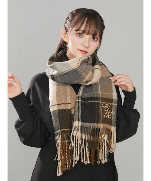 EATME（イートミー）の「E/Mロゴチェックストール（ストール/ショール・レディース・ブラウン/ブラック・FREE）」の15枚目の写真