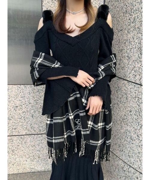 EATME（イートミー）の「E/Mロゴチェックストール（ストール/ショール・レディース・ブラウン/ブラック・FREE）」の20枚目の写真