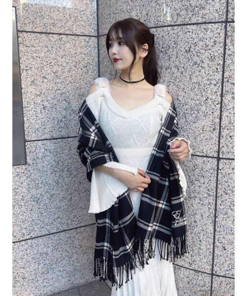 EATME（イートミー）の「E/Mロゴチェックストール（ストール/ショール・レディース・ブラウン/ブラック・FREE）」の21枚目の写真