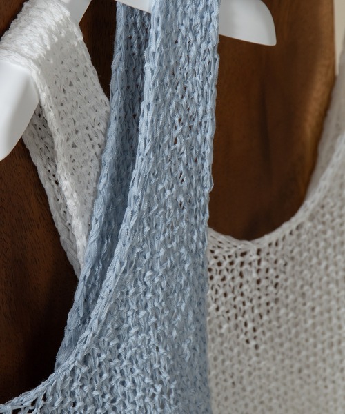 Amiur（エミレ）の「cross sheer knit tops / クロスシアーニットトップス（ニット/セーター・レディース・ホワイト/ブルー/グレー・FREE）」の13枚目の写真