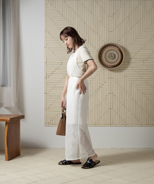 Amiur（エミレ）の「cross sheer knit tops / クロスシアーニットトップス（ニット/セーター・レディース・ホワイト/ブルー/グレー・FREE）」の4枚目の写真