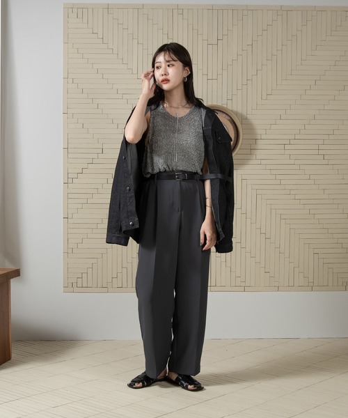 Amiur（エミレ）の「cross sheer knit tops / クロスシアーニットトップス（ニット/セーター・レディース・ホワイト/ブルー/グレー・FREE）」の8枚目の写真