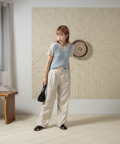 Amiur（エミレ）の「cross sheer knit tops / クロスシアーニットトップス（ニット/セーター・レディース・ホワイト/ブルー/グレー・FREE）」の11枚目の写真