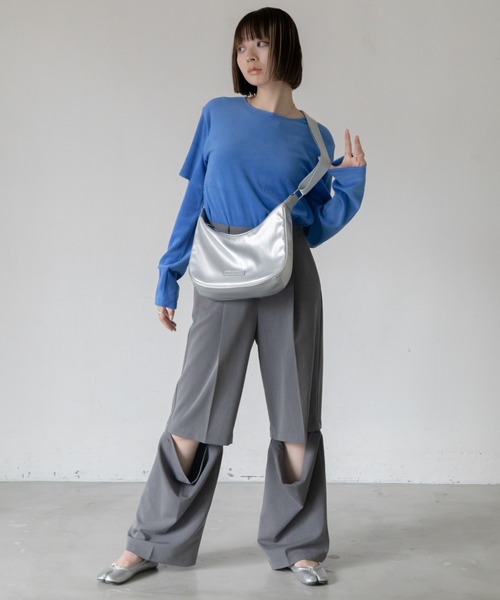 VACANCY(ヴァカンシー)の「ヴィーガンレザーラウンドショルダーバッグ(ショルダーバッグ・レディース・アイボリー/ブラック/シルバー・FREE)」の21枚目の写真