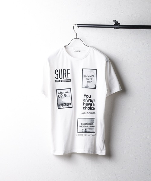 Mag.(マグ)の「【サーフプリント】 Tシャツ(Tシャツ/カットソー・メンズ・カーキ/ブラック/ホワイト・LL/M/L)」の1枚目の写真