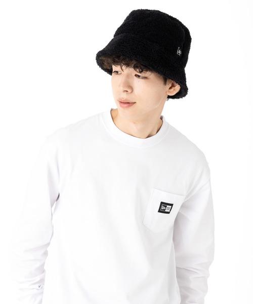 NEW ERA（ニューエラ）の「ニューエラ バケットハット ミンクフリースボアファー ONSPOTZ別注（ハット・メンズ・ブラック/ベージュ・M/L/L/XL/S/M）」の5枚目の写真