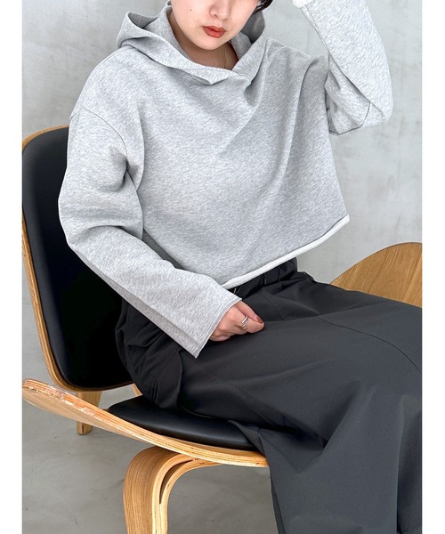 LEPSIM（レプシィム）の「ショートフーディー　908528（パーカー・レディース・グレー/ブラック/アイボリー/グレー系その他・FREE）」の3枚目の写真