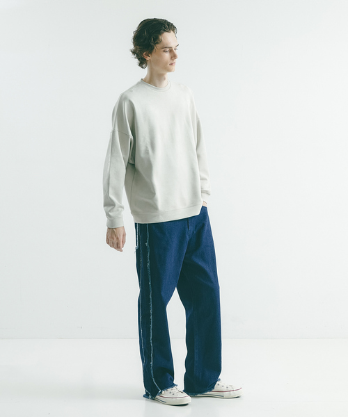 AH ABAHOUSE（エーエイチアバハウス）の「【AH ABAHOUSE】ネオスエード  ドルマンスリーブ 長袖Tシャツ/スウェット（Tシャツ/カットソー・メンズ・ダークグリーン/グレイッシュベージュ/グレー系その他/ブラック・フリー）」の6枚目の写真