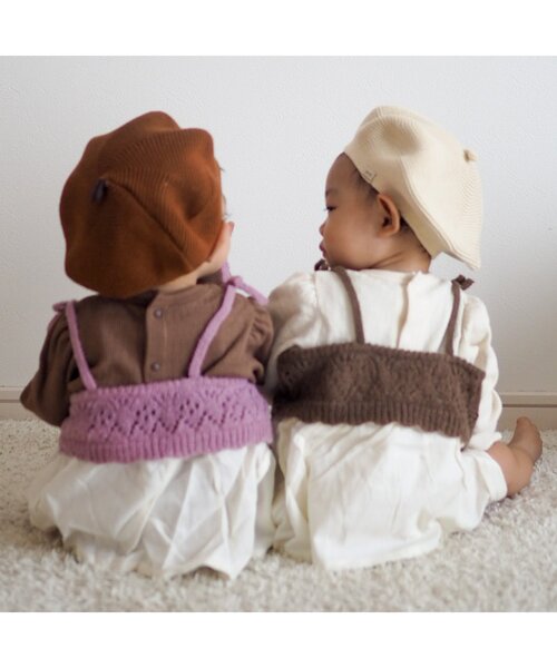 apres les cours（アプレレクール）の「ニットベレー（ハンチング/ベレー帽・キッズ・ブラウン/アイボリー・48）」の5枚目の写真