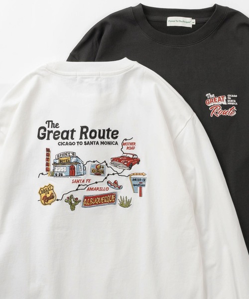 POWER TO THE PEOPLE（パワートゥーザピープル）の「【Power To The People/パワー・トゥ・ザ・ピープル】「The Great Route/LE BALLON」 ワンポイントロゴ＆バック刺繍デザイン ロングスリーブTシャツ/ロンT（Tシャツ/カットソー・メンズ・ホワイト/ブラック/オフホワイト/チャコールグレー・M/L/XL）」の2枚目の写真