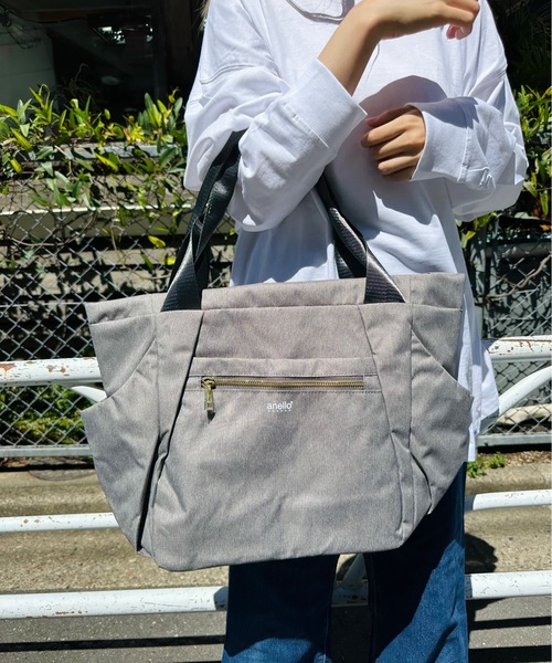 anello（アネロ）の「anello GRANDE / 両面撥水杢ポリＧＬ　トートバッグ / GTT0473Z（トートバッグ・レディース・オレンジ/ネイビー/ブラック/ライトグレー・ONESIZE）」の2枚目の写真