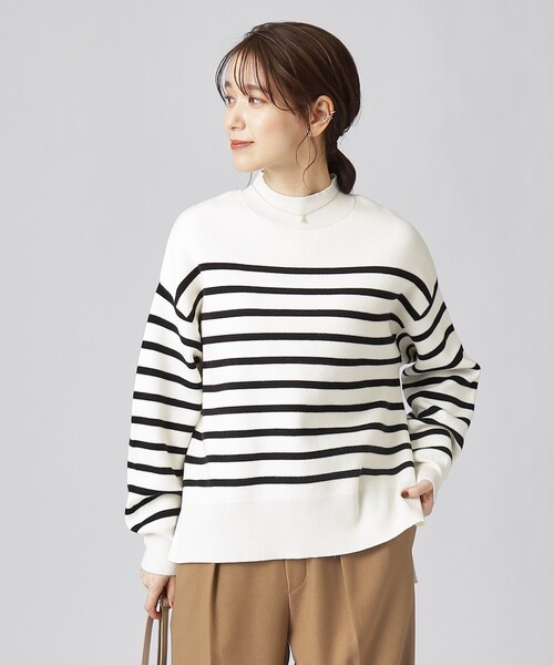 DRESKIP(ドレスキップ)の「◆【セットアップ可/洗える】もちもち ハイネックニット【ここちイージー】(ニット/セーター・レディース・ブラック/イエロー系その他/サンドベージュ/パープル系/ブルー/ブラック系2・02/03/04)」の3枚目の写真