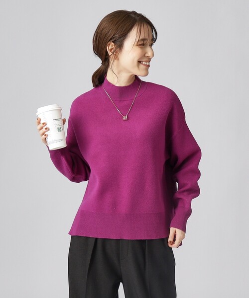 DRESKIP(ドレスキップ)の「◆【セットアップ可/洗える】もちもち ハイネックニット【ここちイージー】(ニット/セーター・レディース・ブラック/イエロー系その他/サンドベージュ/パープル系/ブルー/ブラック系2・02/03/04)」の16枚目の写真