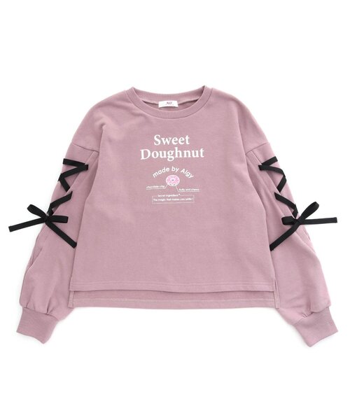 algy（アルジー）の「袖レースアップトレーナー（スウェット・キッズ・ピンク/ブラック/アイボリー・SMALL/XX-SMALL/MEDIUM/X-SMALL）」の3枚目の写真