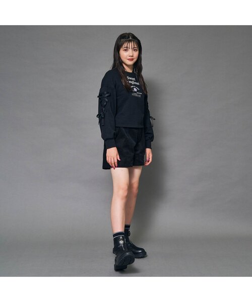 algy（アルジー）の「袖レースアップトレーナー（スウェット・キッズ・ピンク/ブラック/アイボリー・SMALL/XX-SMALL/MEDIUM/X-SMALL）」の4枚目の写真