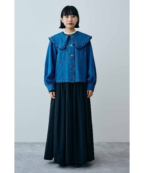 MEDE19F（メデジュウキュウ）の「ＭＥＤＥ１９Ｆ　フリル衿デニムシャツジャケット〈ユーズドブルー〉（デニムジャケット・レディース・ブルー・MEDIUM/LARGE）」の3枚目の写真