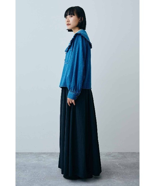 MEDE19F（メデジュウキュウ）の「ＭＥＤＥ１９Ｆ　フリル衿デニムシャツジャケット〈ユーズドブルー〉（デニムジャケット・レディース・ブルー・MEDIUM/LARGE）」の4枚目の写真