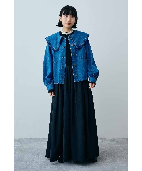 MEDE19F（メデジュウキュウ）の「ＭＥＤＥ１９Ｆ　フリル衿デニムシャツジャケット〈ユーズドブルー〉（デニムジャケット・レディース・ブルー・MEDIUM/LARGE）」の6枚目の写真