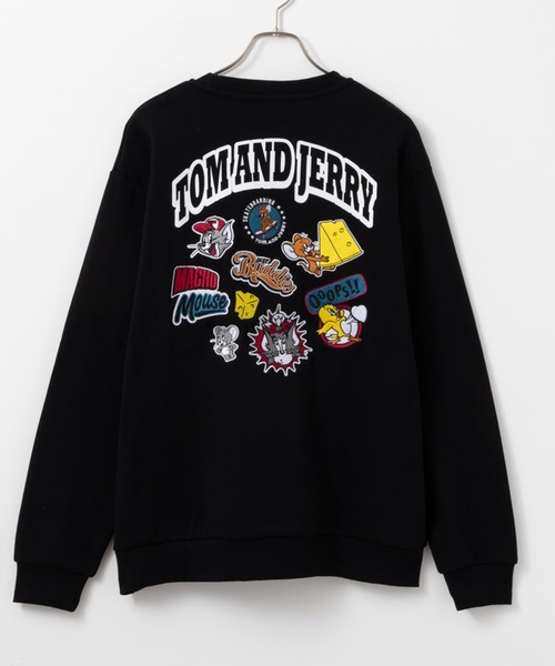 Tom&Jerry(トムアンドジェリー)の「Tom and Jerry トムとジェリー バック刺繍ワッペントレーナー(スウェット・メンズ・ネイビー/ブラック・M/L/XL)」の7枚目の写真