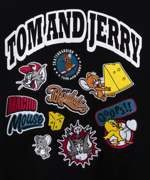 Tom&Jerry(トムアンドジェリー)の「Tom and Jerry トムとジェリー バック刺繍ワッペントレーナー(スウェット・メンズ・ネイビー/ブラック・M/L/XL)」の11枚目の写真
