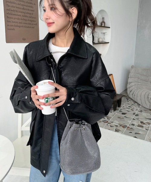 moment+（モーメントプラス）の「シャイニーストーン2way巾着バッグ