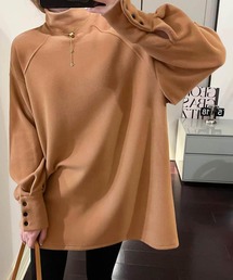 起毛ハイネックボタン袖チュニック
