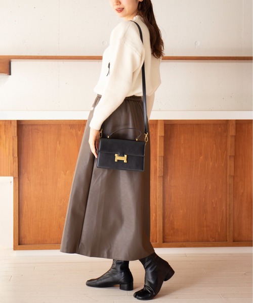 セール】【SETUP7】PUレザー Hモチーフ ワンハンドルミニショルダー