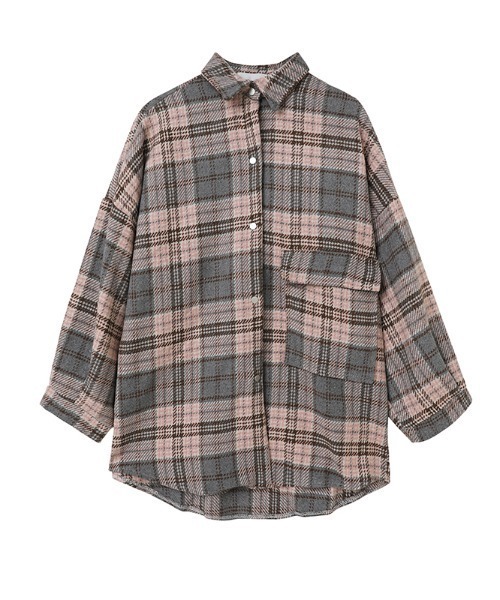 COCOMOMO(ココモモ)の「ゆったり オーバーサイズ チェック柄シャツ ネルシャツ(シャツ/ブラウス・レディース・オレンジ/ピンク/ブラック・FREE)」の11枚目の写真