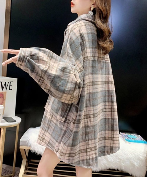 COCOMOMO(ココモモ)の「ゆったり オーバーサイズ チェック柄シャツ ネルシャツ(シャツ/ブラウス・レディース・オレンジ/ピンク/ブラック・FREE)」の10枚目の写真