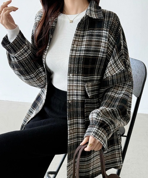 COCOMOMO(ココモモ)の「ゆったり オーバーサイズ チェック柄シャツ ネルシャツ(シャツ/ブラウス・レディース・オレンジ/ピンク/ブラック・FREE)」の21枚目の写真