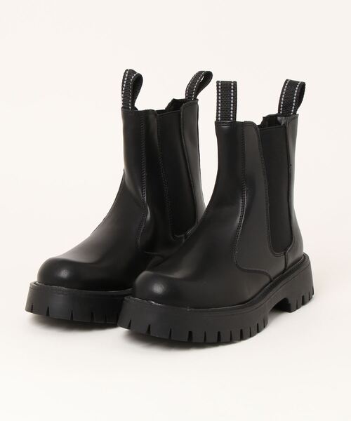 セール】【shoes365】二層ステッチ厚底チェルシーブーツ（ブーツ