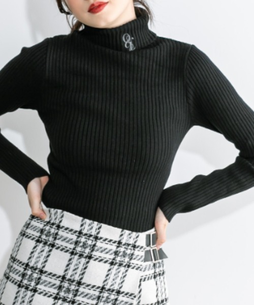 OLIVE des OLIVE（オリーブデオリーブ）の「ベーシックリブタートル　1032050470（ニット/セーター・レディース・チャコールグレー/ブラック/オフホワイト/ブラック系その他・FREE）」の14枚目の写真