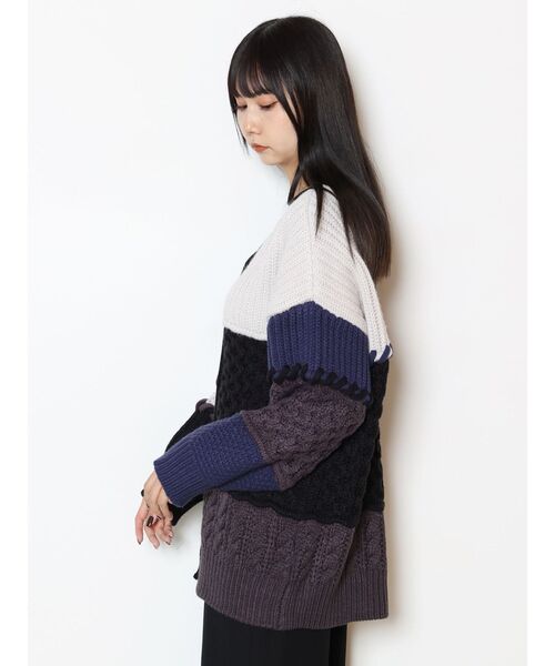MURUA(ムルーア)の「2WAYブロッキングチュニックニット(ニット/セーター・レディース・ネイビー/グリーン・FREE)」の14枚目の写真