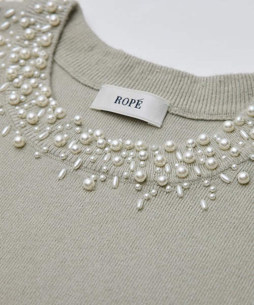 ROPE'（ロペ）の「パールディティールデザインニット（ニット/セーター・レディース・ブラック/ライトグリーン/ピンク・FREE）」の7枚目の写真