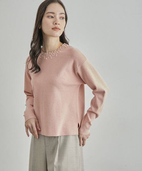 ROPE'（ロペ）の「パールディティールデザインニット（ニット/セーター・レディース・ブラック/ライトグリーン/ピンク・FREE）」の10枚目の写真