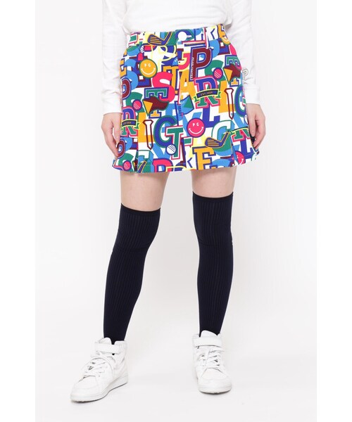 パーリーゲイツ カルゼジャガード裏起毛 スカート ＜カレッジロゴ＞ 総柄 0 PEARLY GATES（パーリーゲイツ）の「【PEARLY GATES】カルゼ