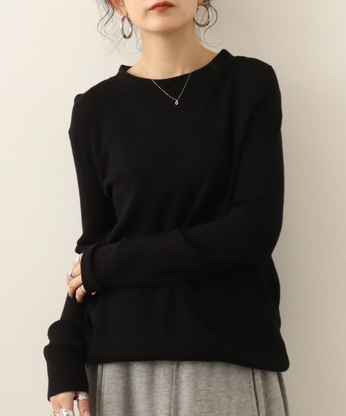 Chiaro(キアロ)の「chiaro リブ切替ニット(ニット/セーター・レディース・ベージュ/コーラル/グレー/ブラック/ライム・40)」の15枚目の写真