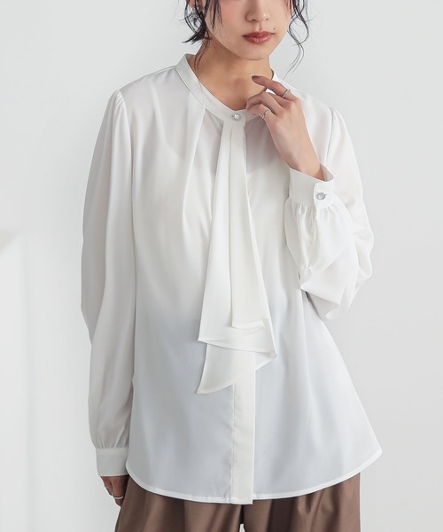 n'OrLABEL（ノアールレーベル）の「『ボウタイブラウス』（シャツ/ブラウス・レディース・ブラック/オフホワイト/グレー・1/2）」の16枚目の写真