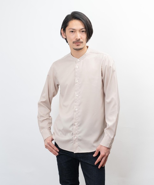 garsonwave(ギャルソンウェーブ)の「日本製 接触冷感 リサイクル ポリエステル バンド カラー シャツ(GW)(シャツ/ブラウス・メンズ・ホワイト/ベージュ系/アクア/ライラック/ネイビー/ダークグレー/ボルドー・L/M/LL)」の20枚目の写真