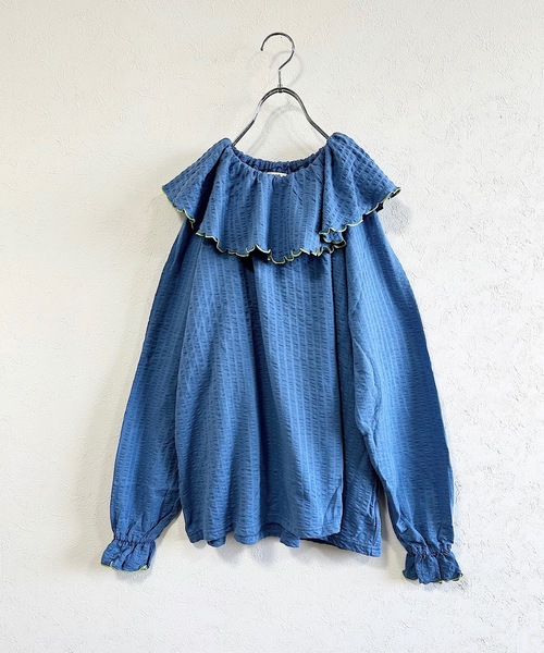 HOGAN RANCH WEAR（ホーガンランチウエア）の「ニットサッカーフリルカラーカットソー/おとな（Tシャツ/カットソー・レディース・パープル/レッド/ライトグレー/ブルー・160cm）」の3枚目の写真