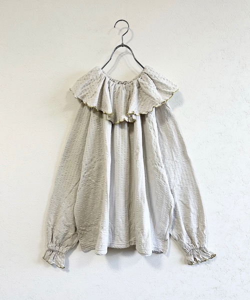 HOGAN RANCH WEAR（ホーガンランチウエア）の「ニットサッカーフリルカラーカットソー/おとな（Tシャツ/カットソー・レディース・パープル/レッド/ライトグレー/ブルー・160cm）」の2枚目の写真