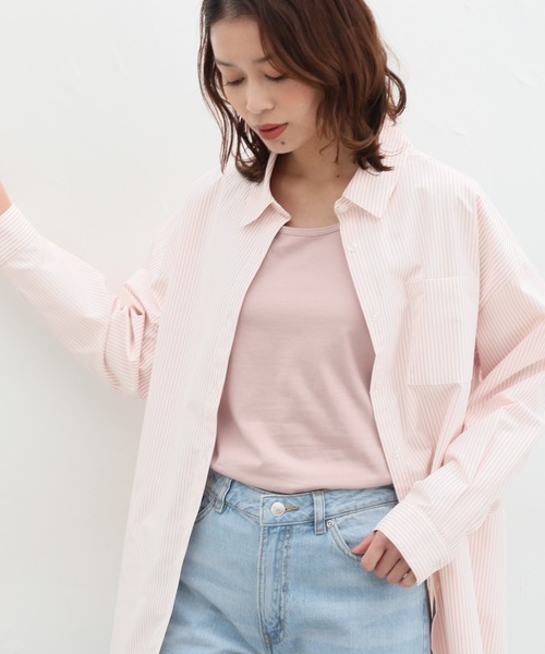 Honeys（ハニーズ）の「オーガニックタンクトップ（タンクトップ・レディース・グレー/ピンク/オフホワイト/ブラック/ベージュ/ミント/ネイビー/モカ/ブルーグリーン・LL/L/M/S）」の17枚目の写真