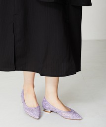 メタリックヒールチュールパンプス 41102