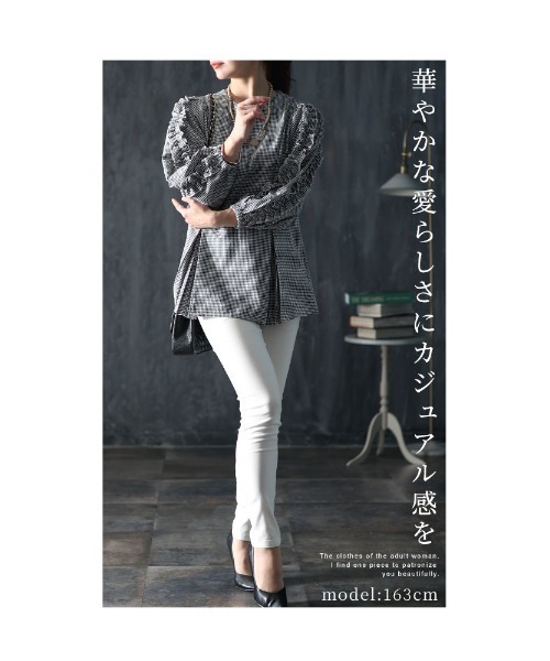 Sawa a la mode(サワアラモード)の「ギンガムチェック柄フリルスリーブトップス(その他トップス・レディース・チェック・FREE)」の2枚目の写真