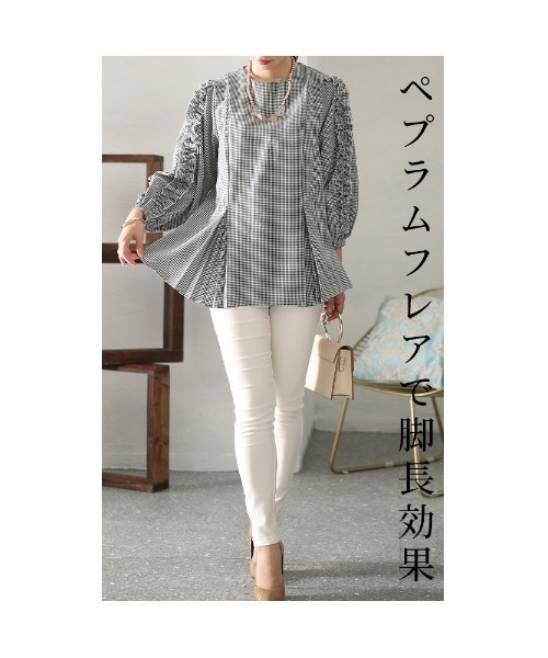 Sawa a la mode(サワアラモード)の「ギンガムチェック柄フリルスリーブトップス(その他トップス・レディース・チェック・FREE)」の5枚目の写真