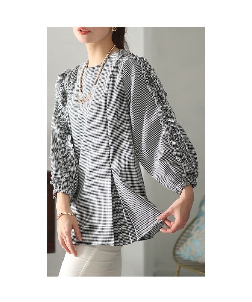 Sawa a la mode(サワアラモード)の「ギンガムチェック柄フリルスリーブトップス(その他トップス・レディース・チェック・FREE)」の13枚目の写真