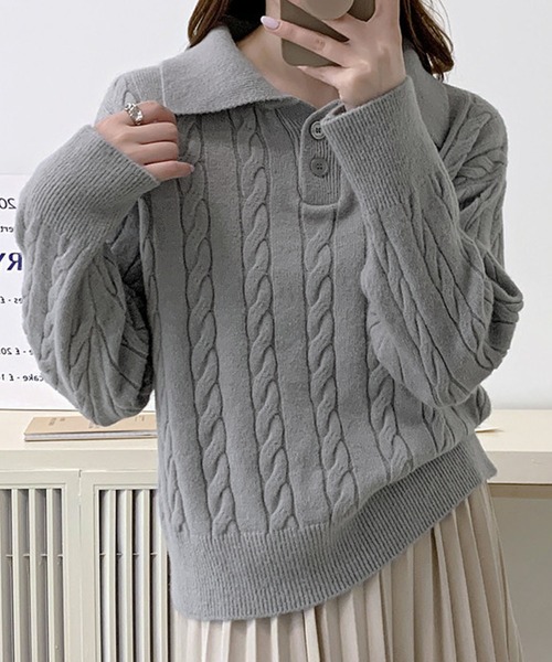 【希少】神戸ローレル長袖コーデュロイシャツ♡可愛い手編みセーターのモチーフ♡レア 希少】神戸ローレル長袖コーデュロイシャツ♡可愛い手編みセーターの