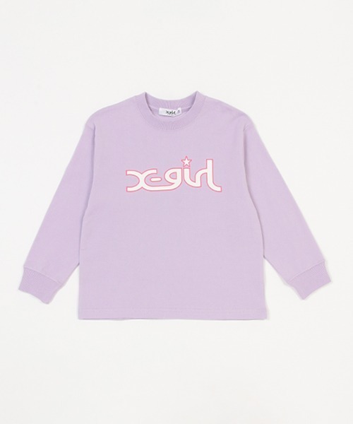 X-girl Stages（エックスガールステージス）の「ミルズロゴ長袖Tシャツ（その他・キッズ・ラベンダー/ピンク/グリーン/ブラック/オフホワイト・90cm/100cm/120cm/110cm/130cm/80ｃｍ/140cm）」の4枚目の写真